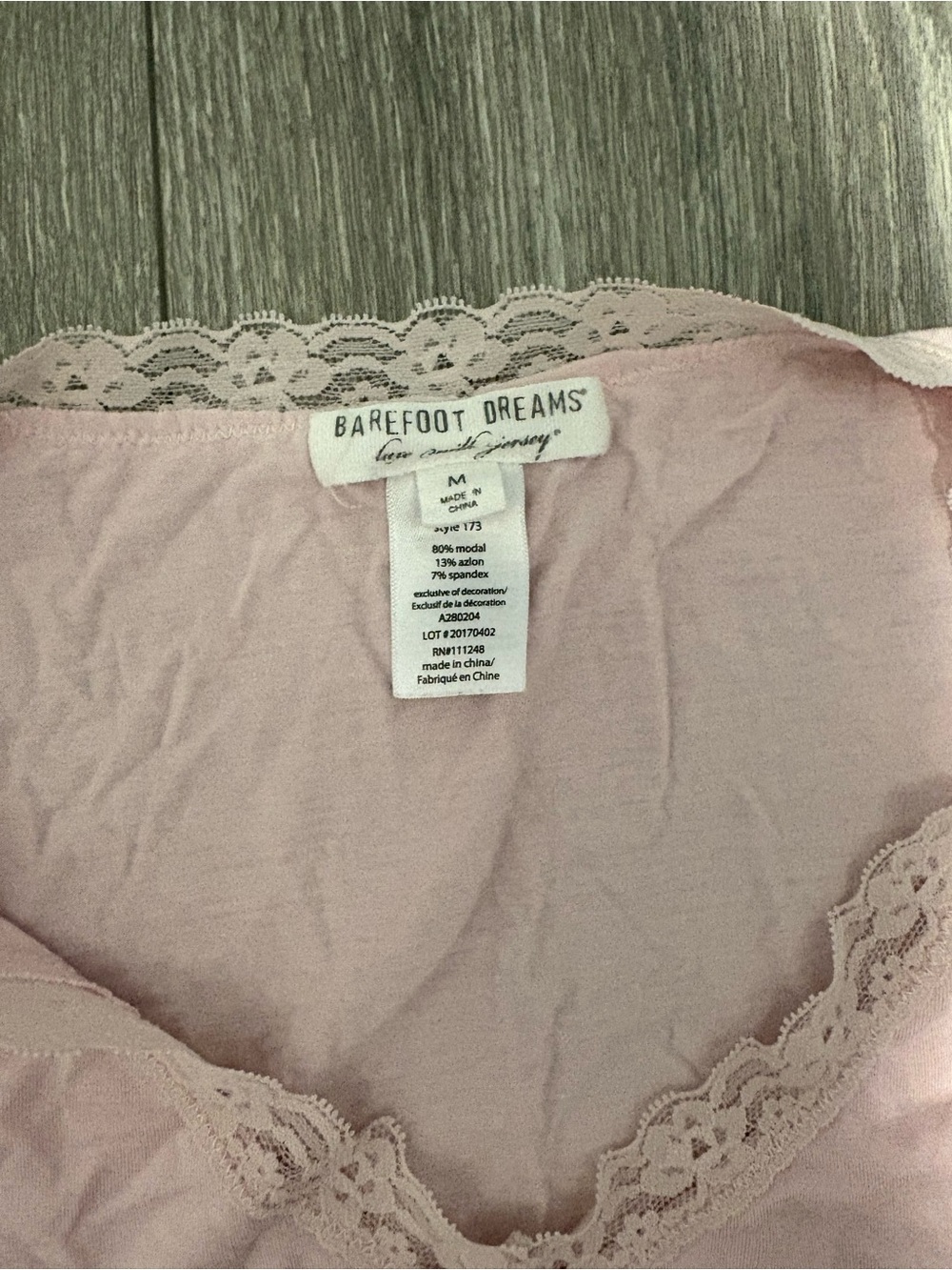 Barefoot Dreams Light Pink Lace-Trim Pajama Set - Picture 3 of 4